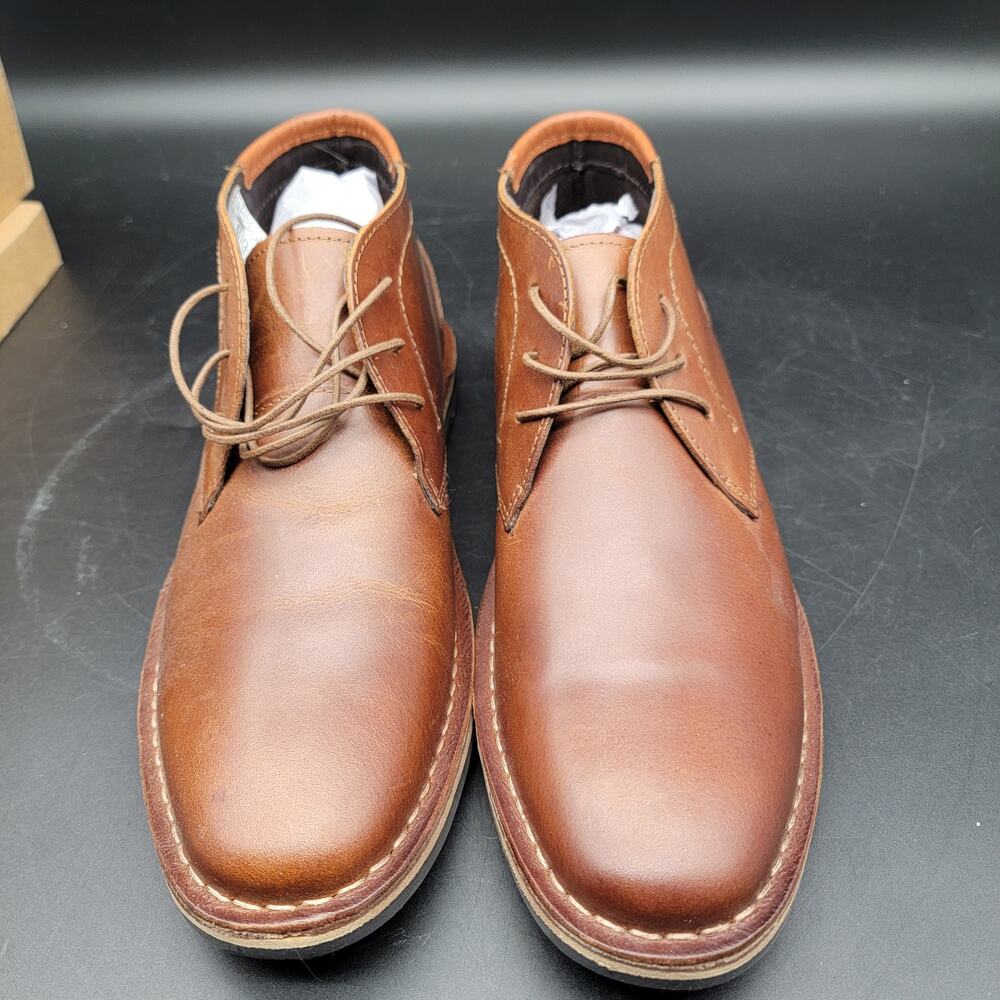 Steve Madden Harken Leather Dress Shoes Cognac Size 9 Lace Up Mens